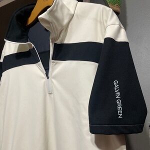 Men’s Colorblock Quarter Zip Polo Shirt – black  & cream Casual